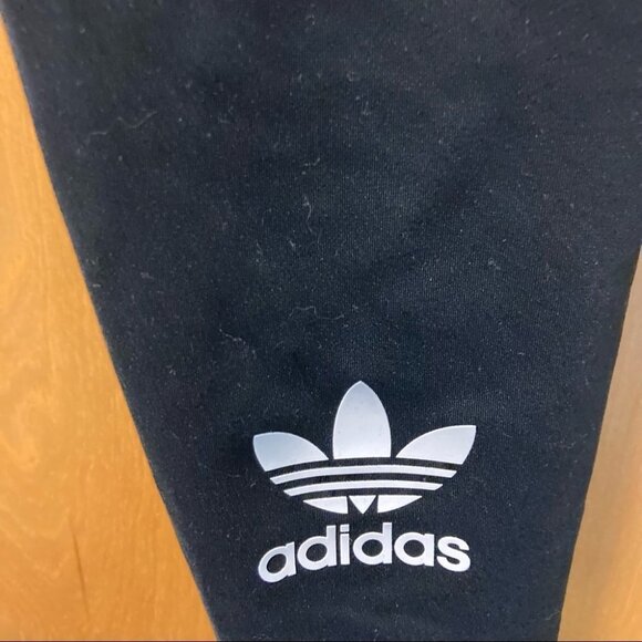 ADIDAS Sz M Tre-Foil Back of Leg Leggings Tights Light Compression High Rise - Picture 5 of 6